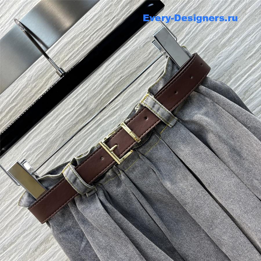 M1um1u belted pleated skirt