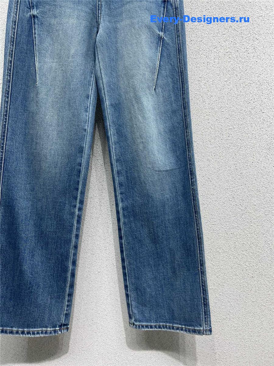 Ch**el denim straight wide leg pants