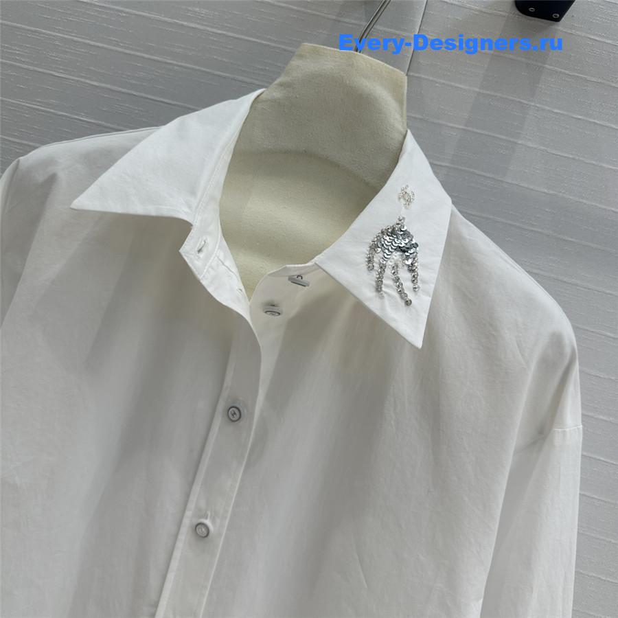 Ch**el sequin embroidered collar shirt