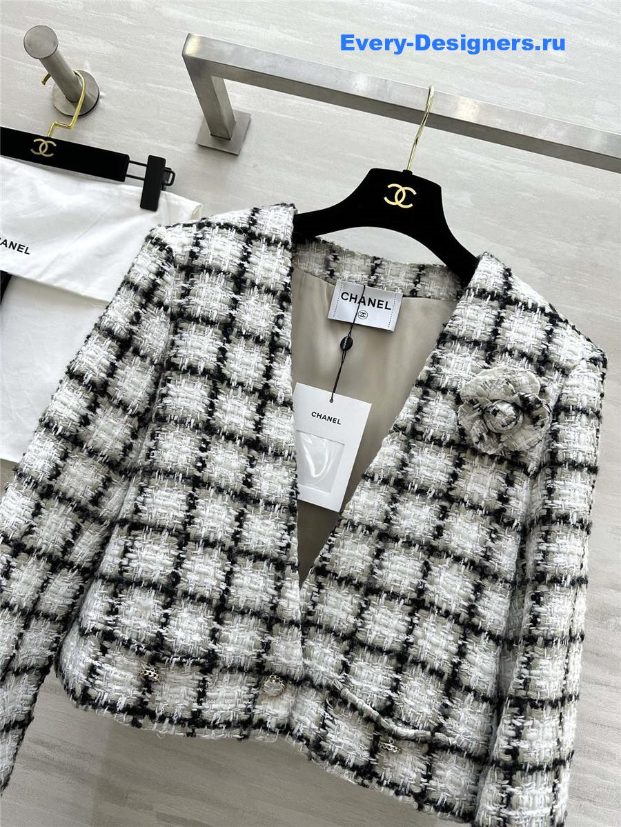 Ch**el wool soft tweed v-neck coat