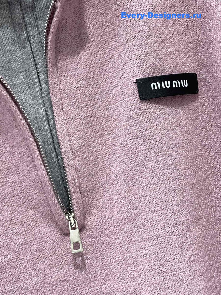 Miu Miu Double Knit Turtleneck Sweater Pink