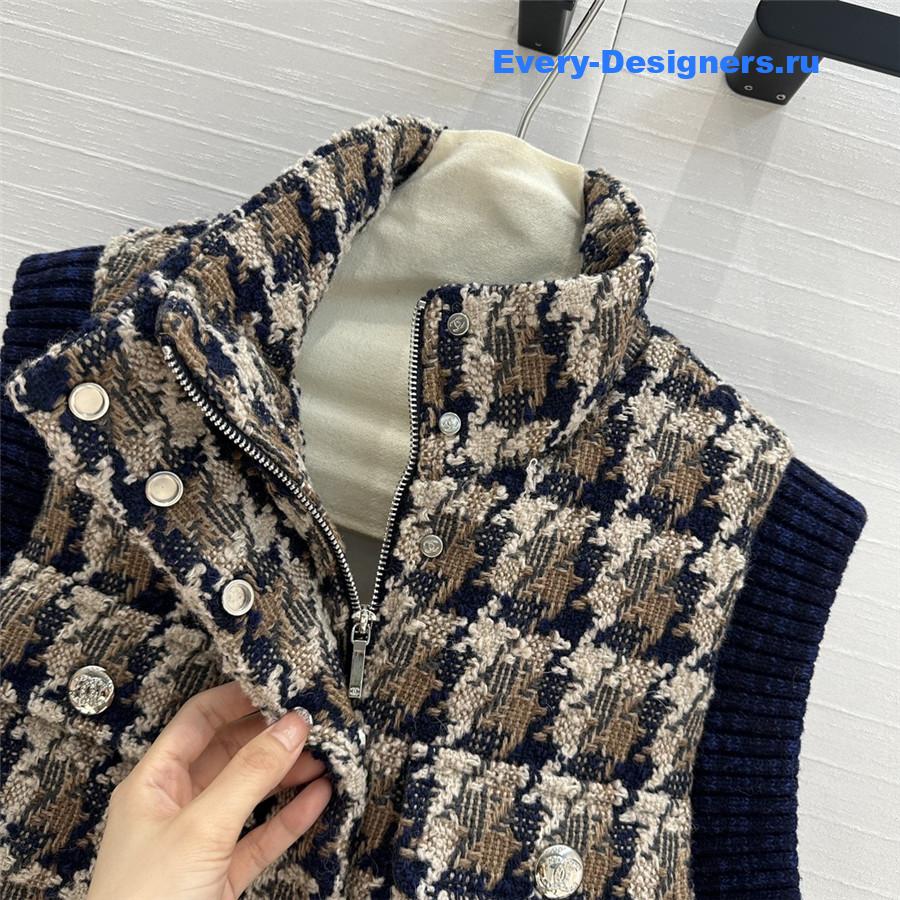 Ch**el woven tweed check down vest