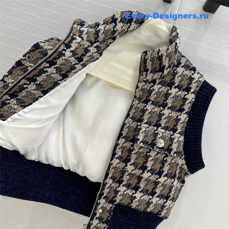Ch**el woven tweed check down vest