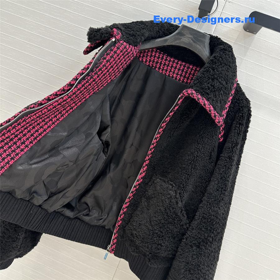 Ch**el grain fleece lapel jacket