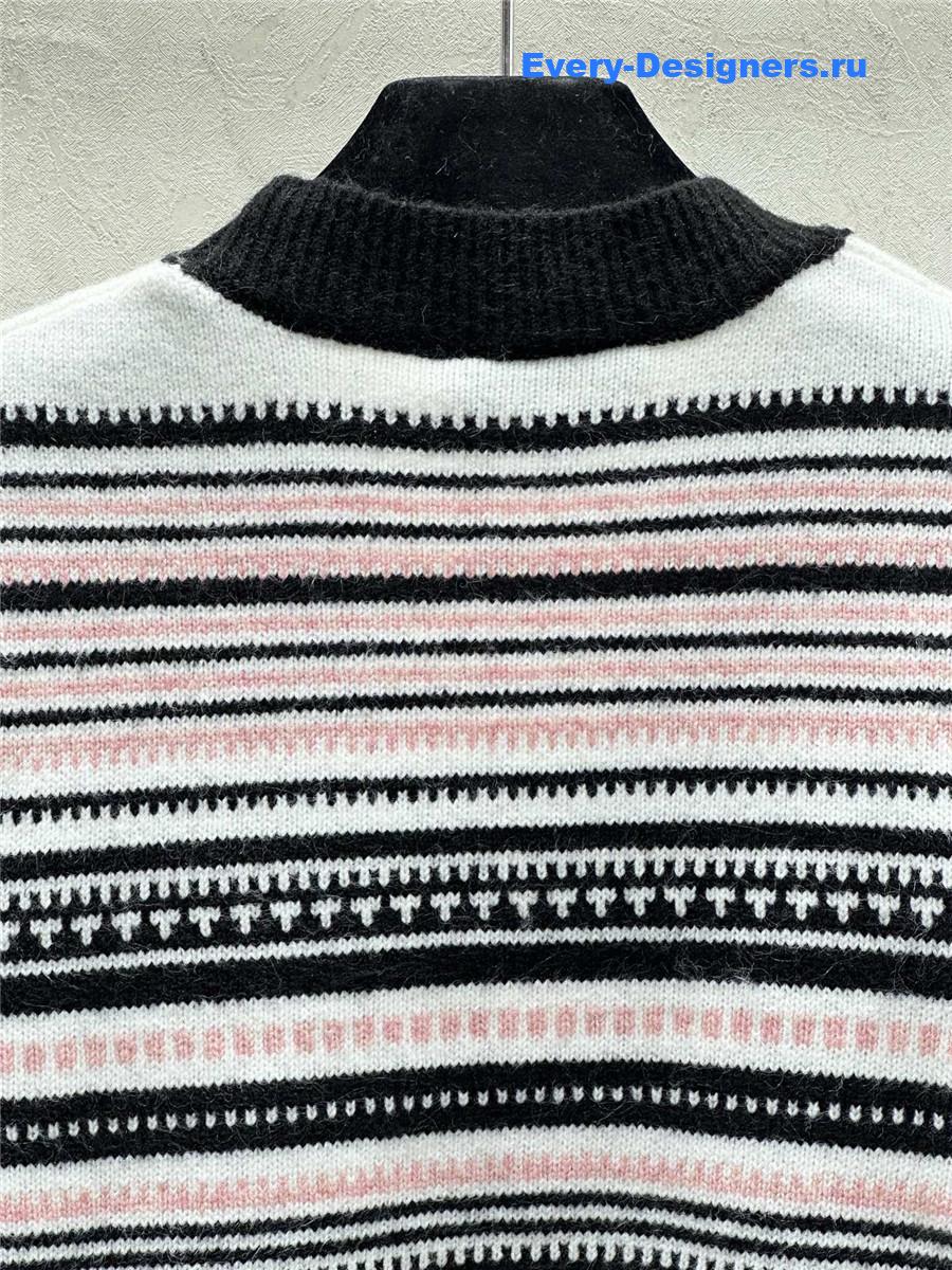 Ch**el logo multicolor stripe wool cardigan