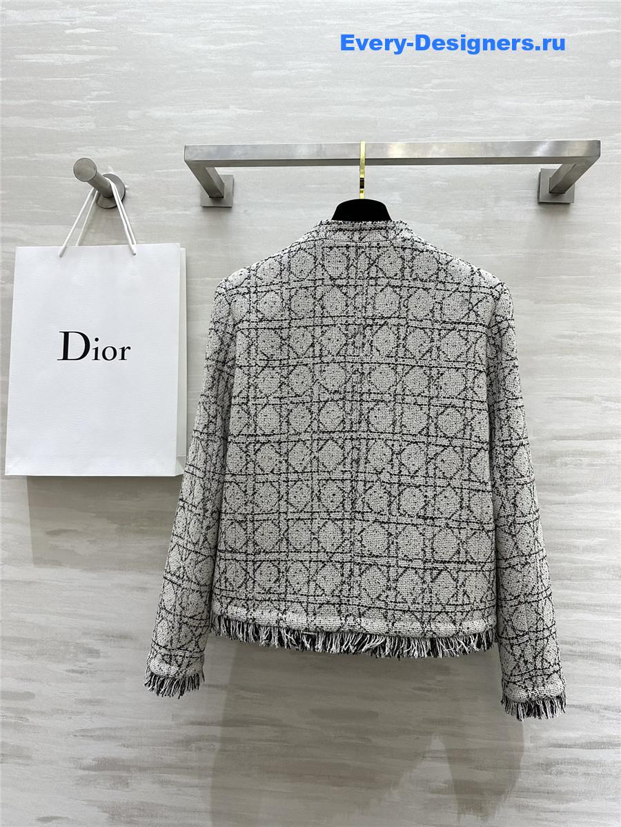 D10r quilted wool fringed coat
