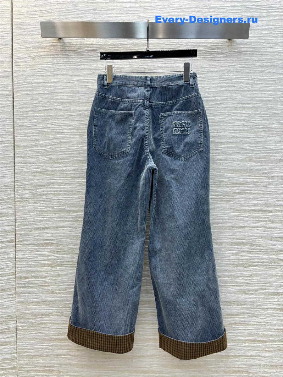 M1um1u corduroy denim trousers