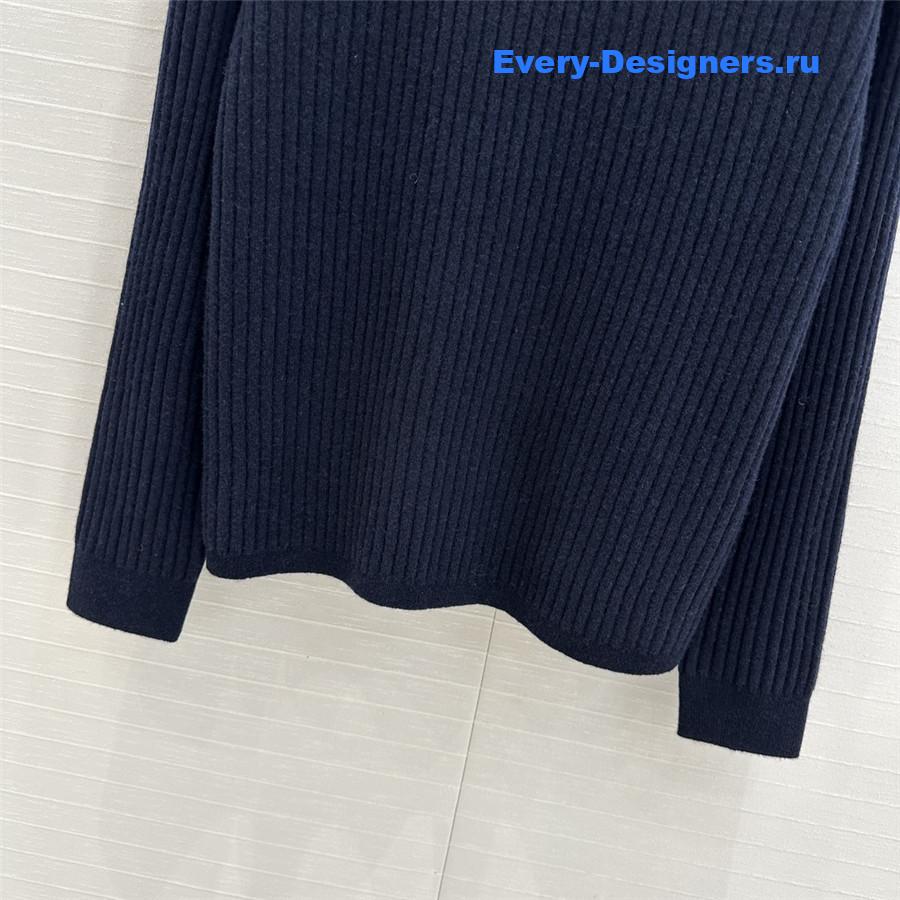 Miu Miu Ribbed V-Neck Cashmere Sweater