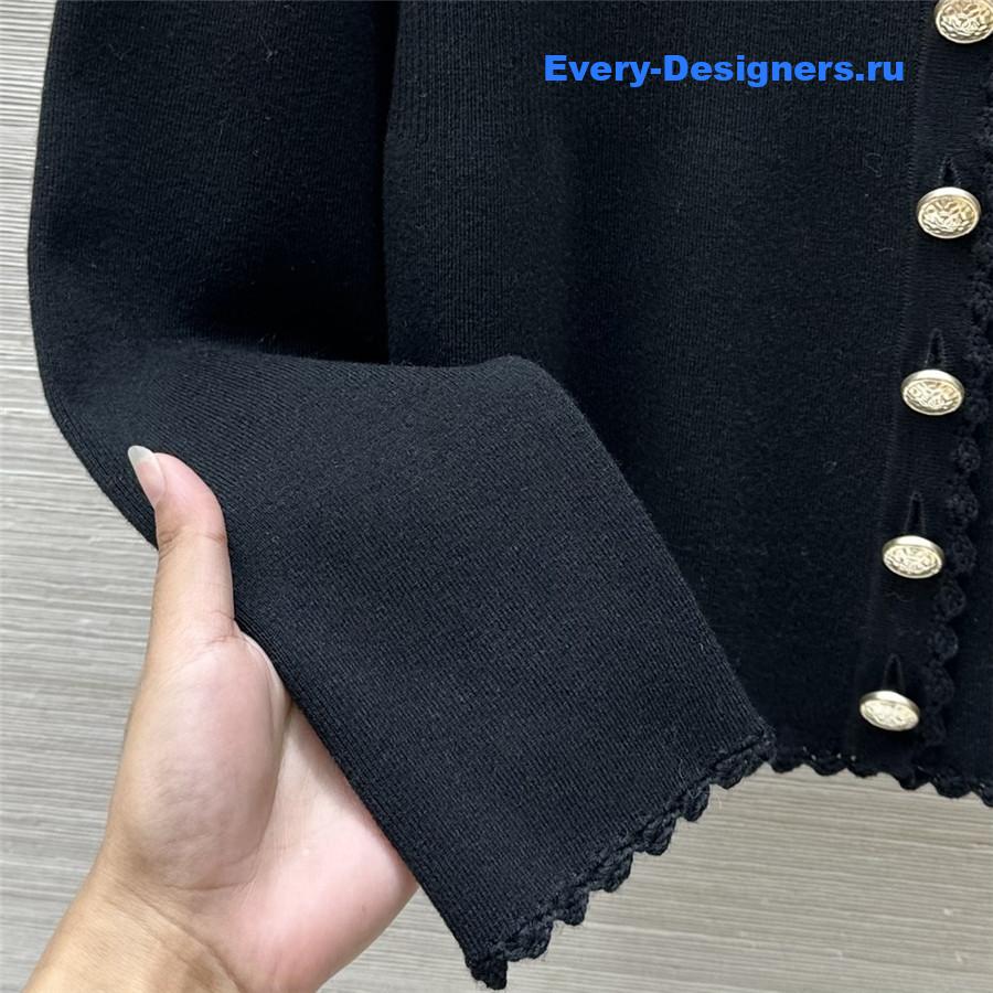 Ch**el v-neck crochet-trim cardigan in black