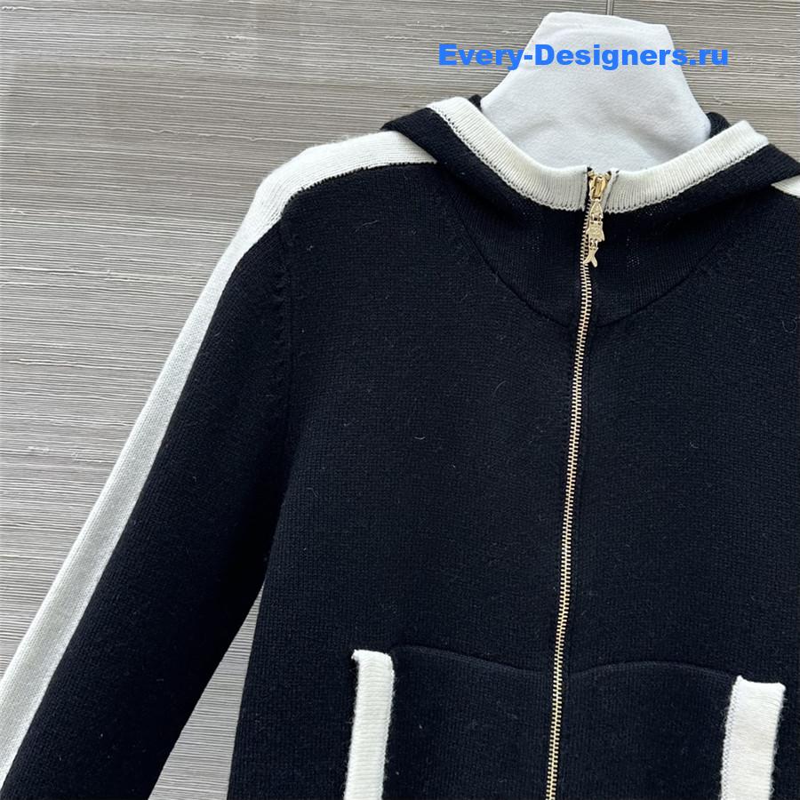 Ch**el hooded zip-up cardigan