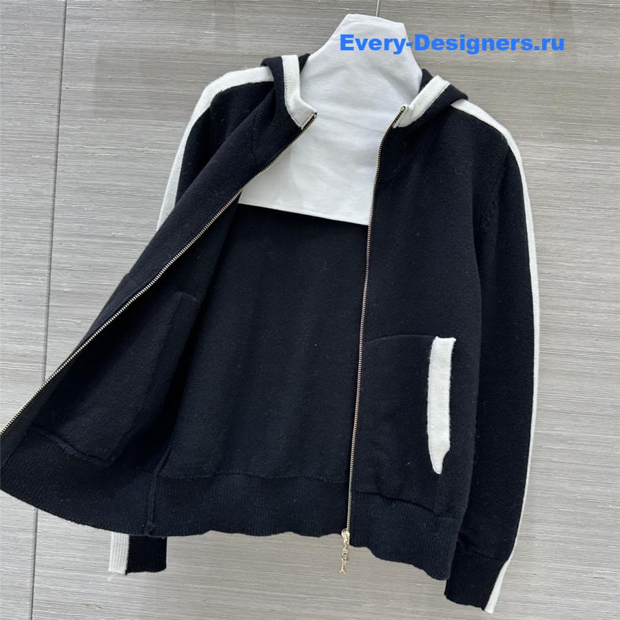 Ch**el hooded zip-up cardigan