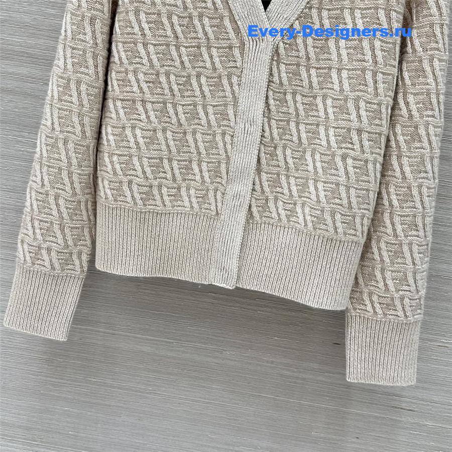 F**di ff v-neck silk/wool cardigan beige