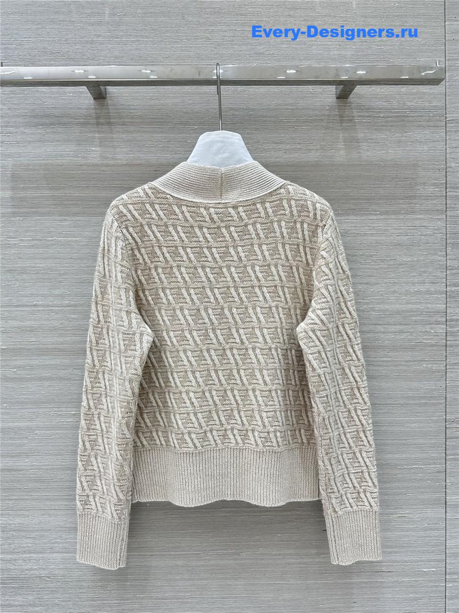 F**di ff v-neck silk/wool cardigan beige
