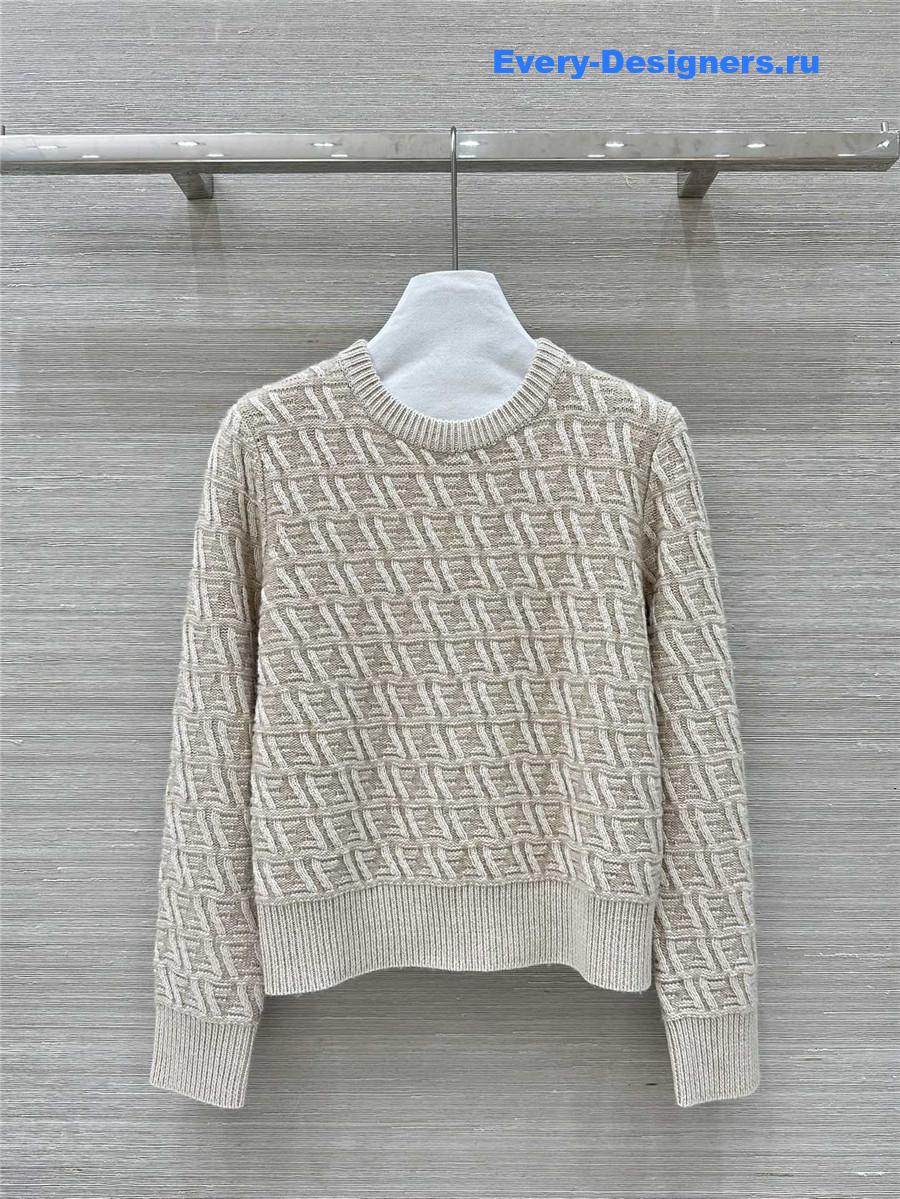 F**di ff v-neck silk/wool sweater beige