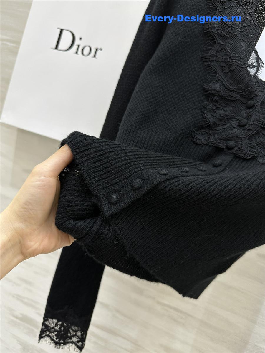 D10r v-neck lace trim cardigan black