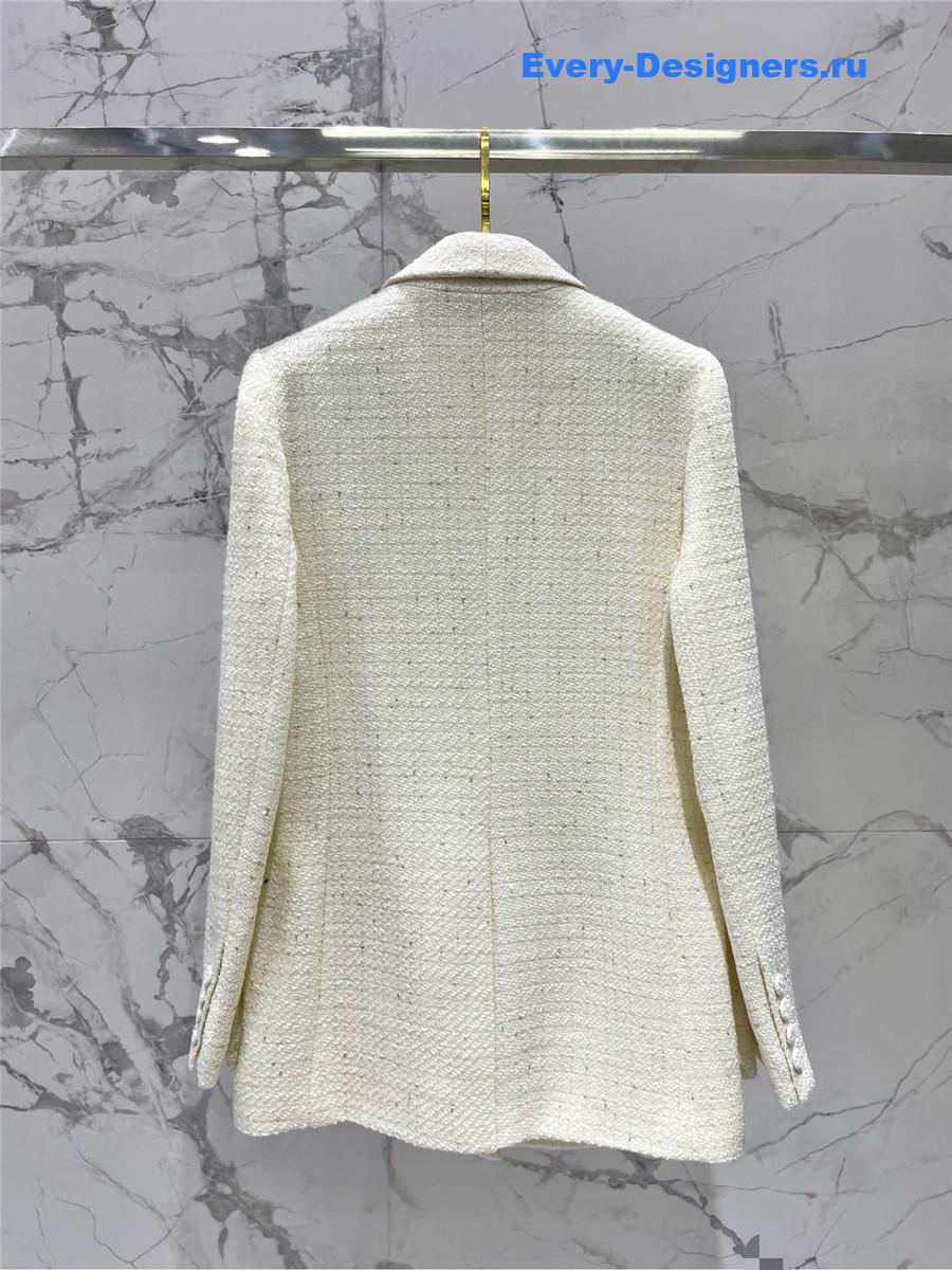 Balmain ruffle pocket tie blazer