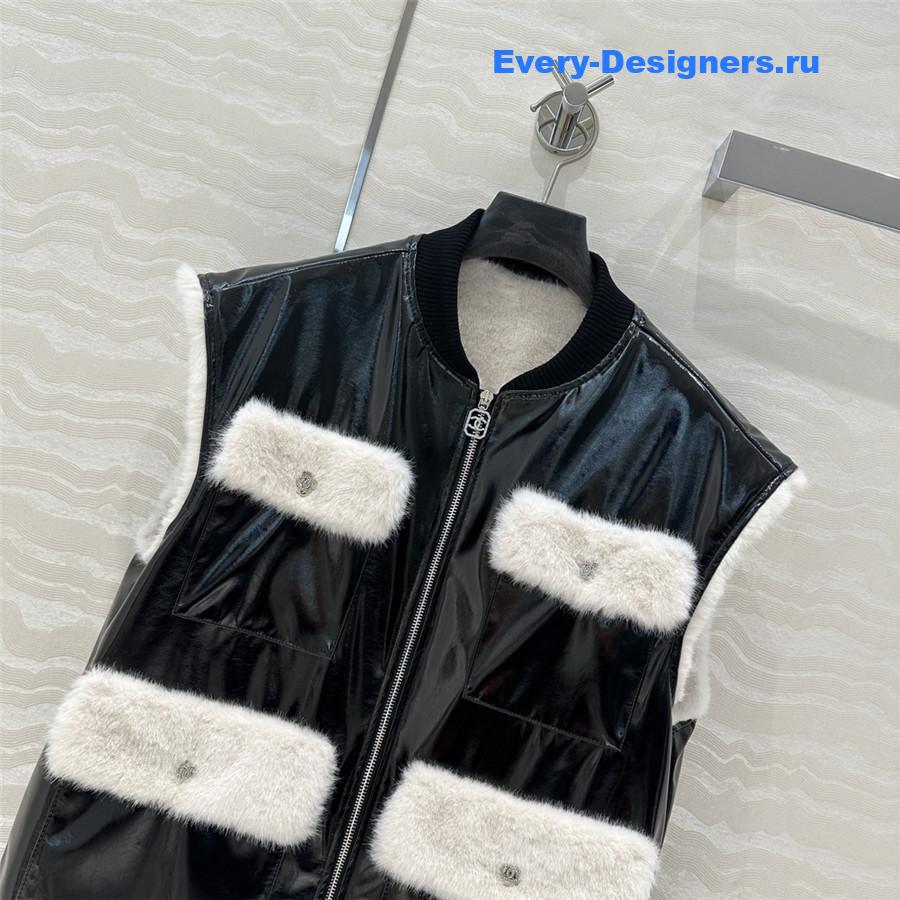 Ch**el fur patchwork protein leather vest