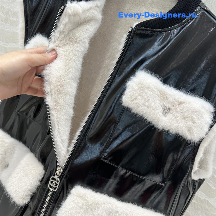 Ch**el fur patchwork protein leather vest