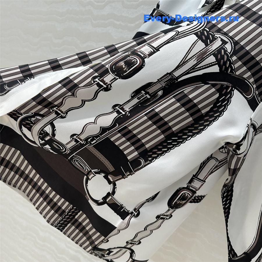 H**me5 saddle leather button print silk shirt