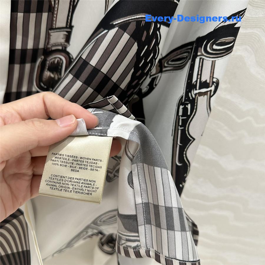 H**me5 saddle leather button print silk shirt