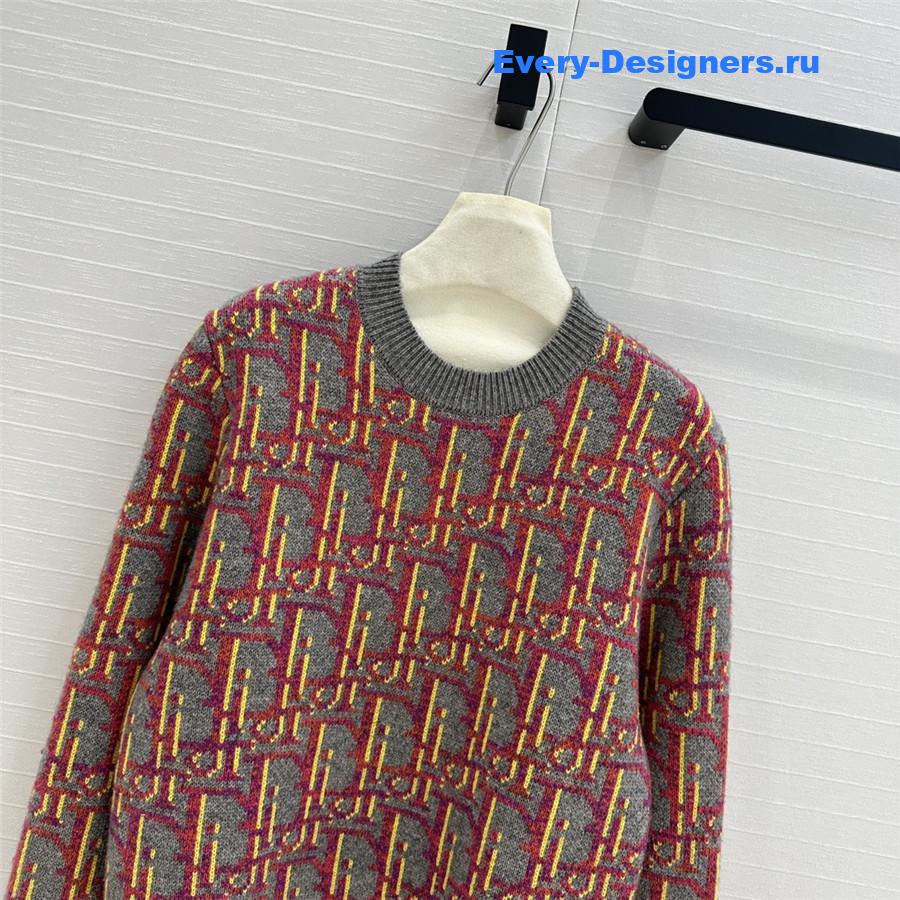 D10r oblique knit sweater grey pink