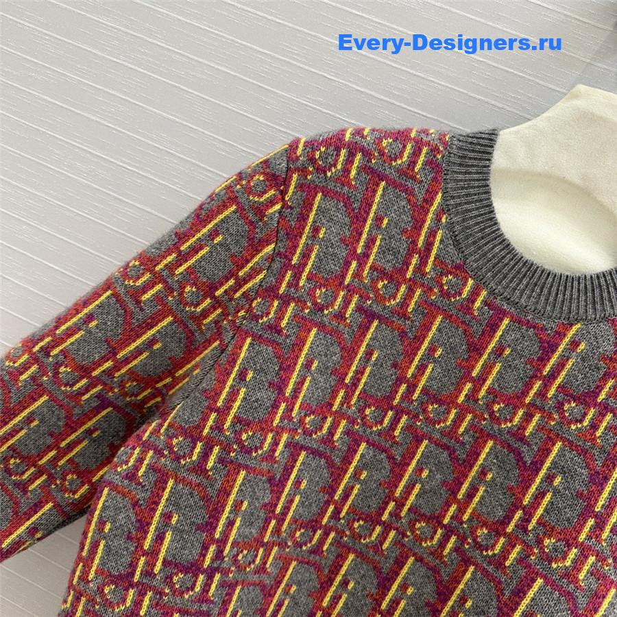 D10r oblique knit sweater grey pink