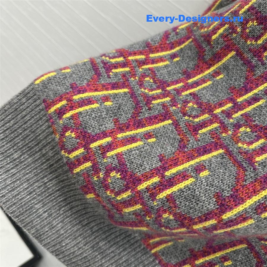 D10r oblique knit sweater grey pink