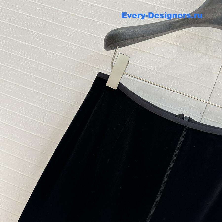 M1um1u velvet label embroidered midi skirt