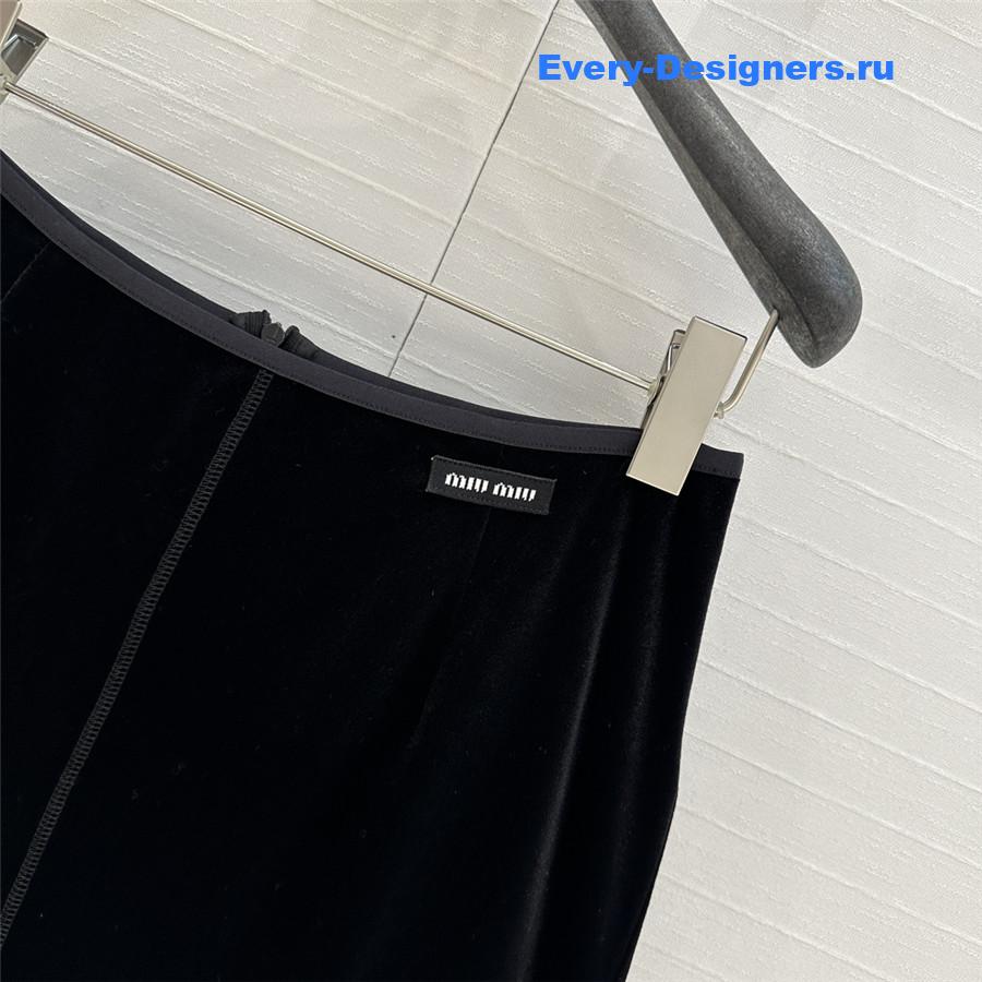 M1um1u velvet label embroidered midi skirt