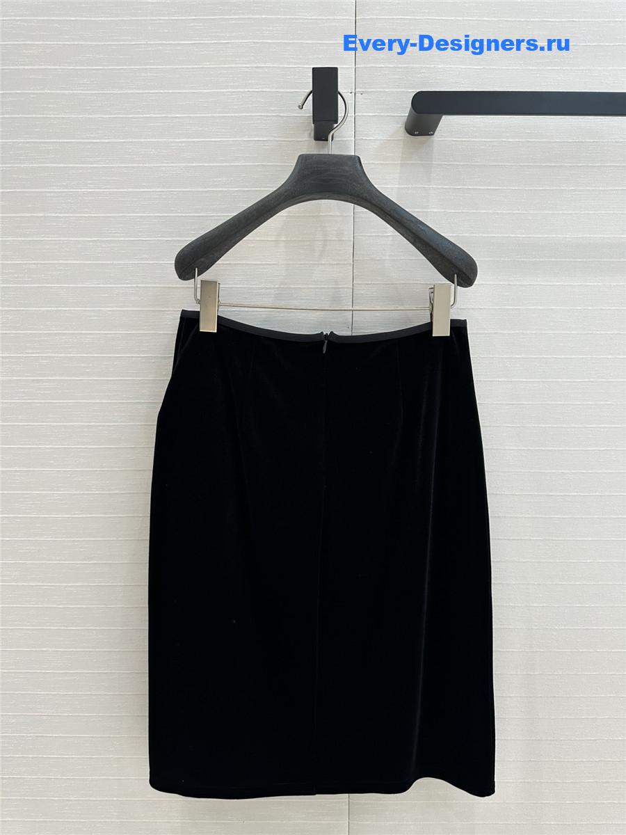 M1um1u velvet label embroidered midi skirt