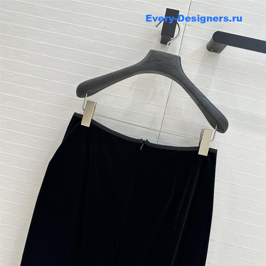 M1um1u velvet label embroidered midi skirt