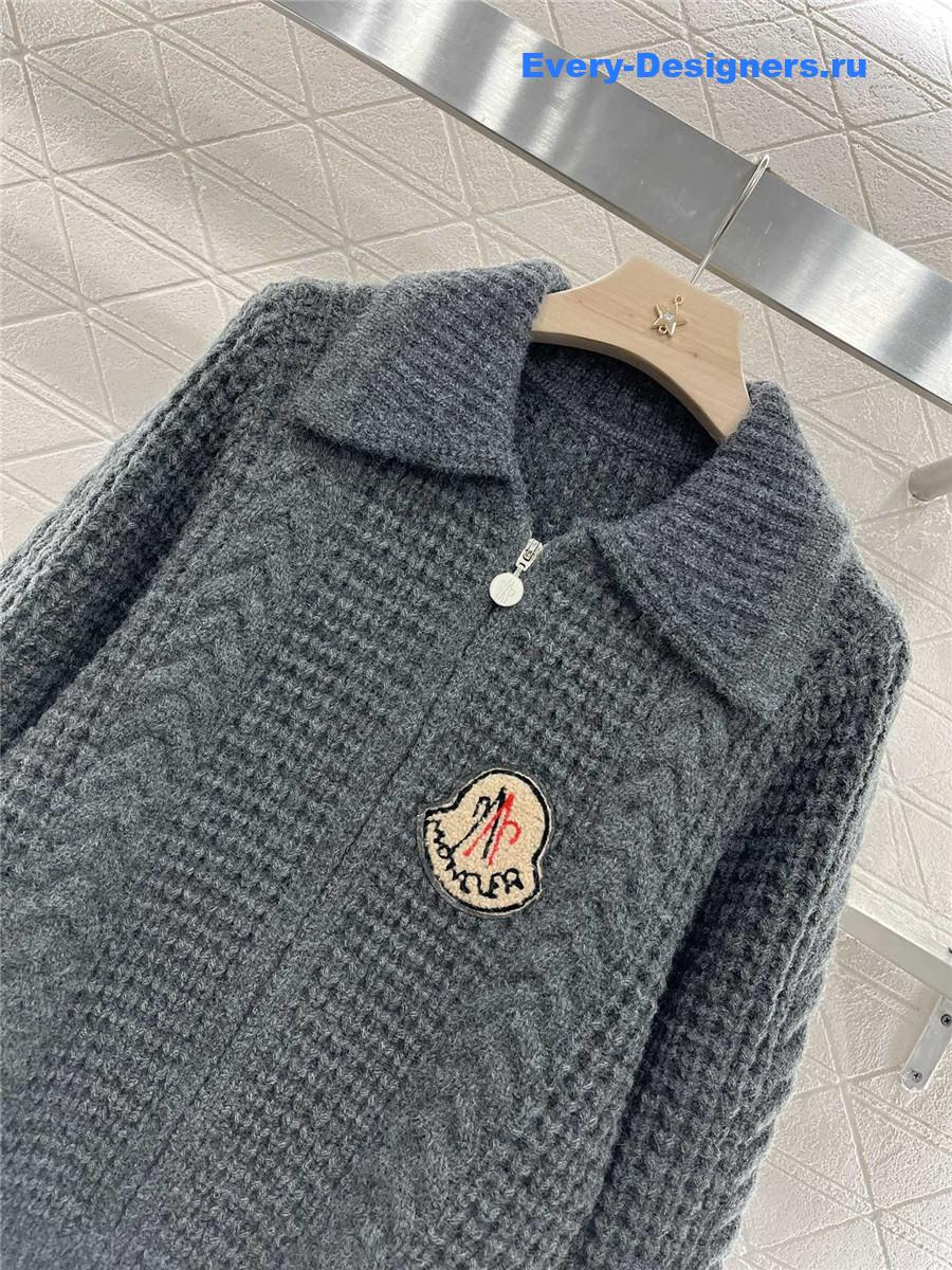 Moncler Plain Knit Zipper Cardigan