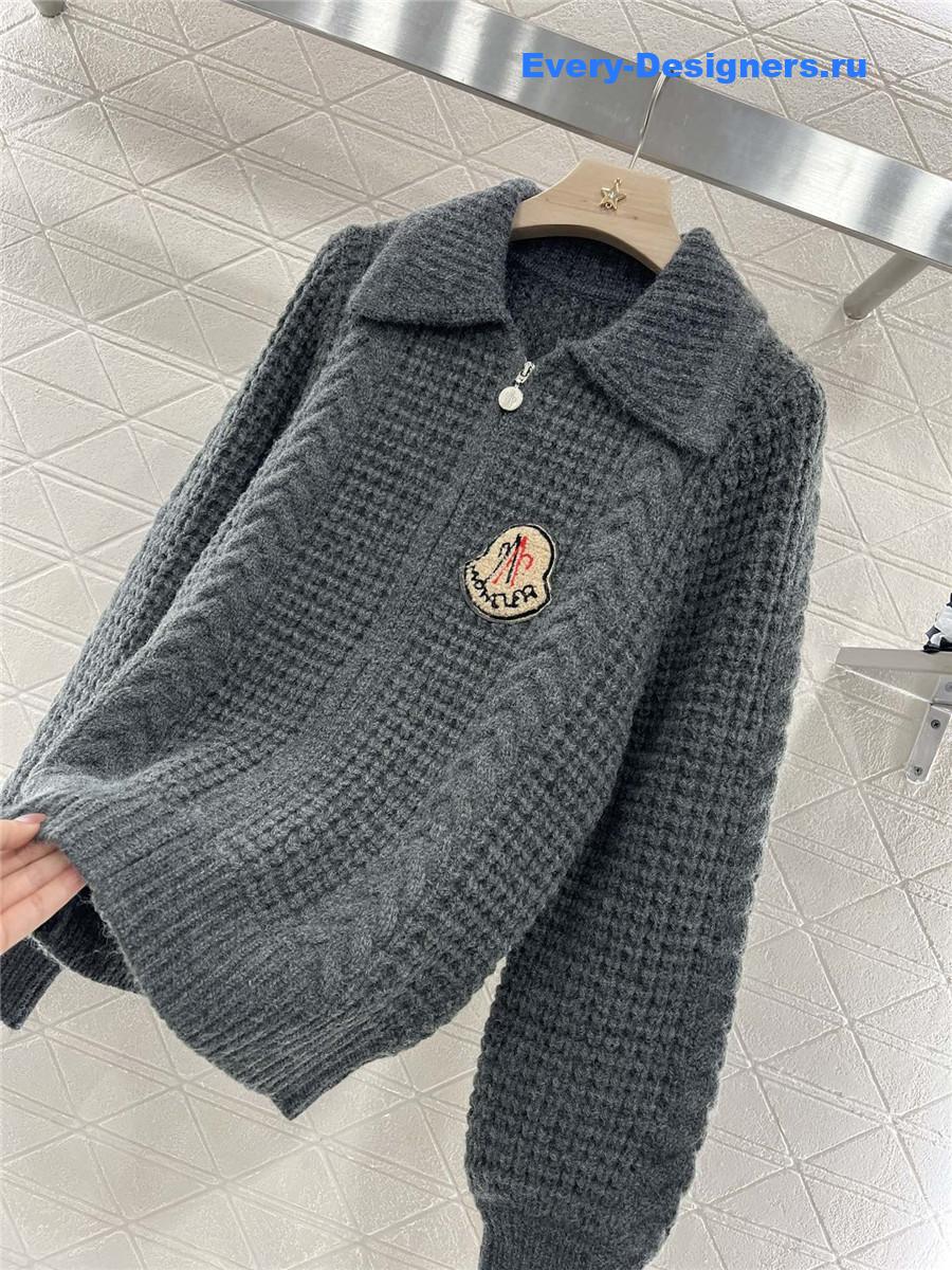 Moncler Plain Knit Zipper Cardigan