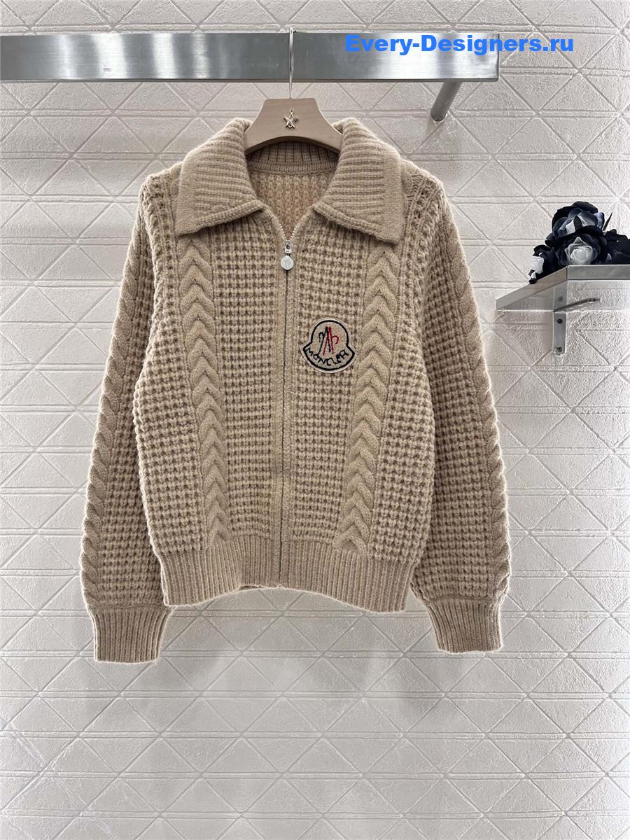 Moncler Plain Knit Zipper Cardigan
