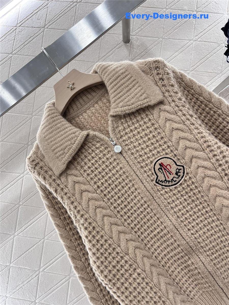 Moncler Plain Knit Zipper Cardigan