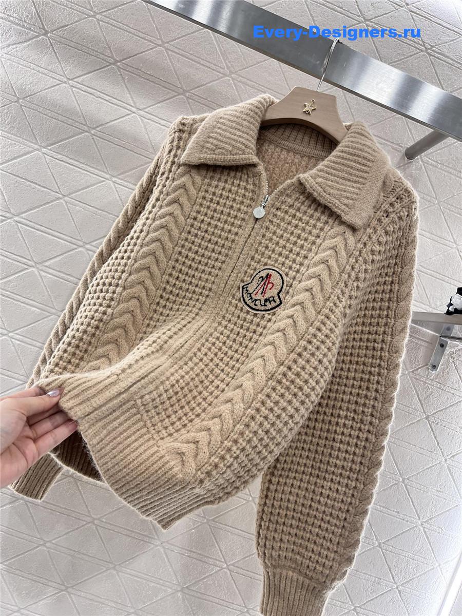 Moncler Plain Knit Zipper Cardigan