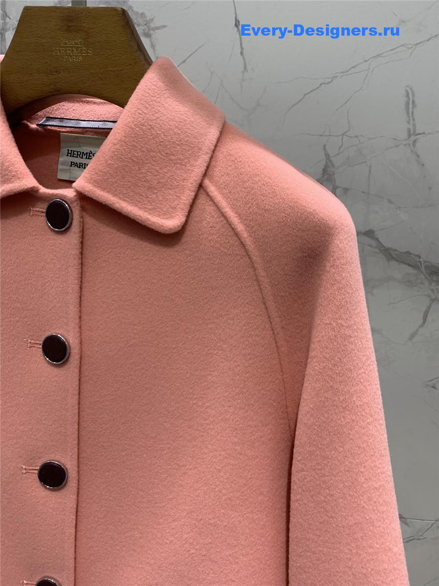 H**me5 pink cashmere coat with belt