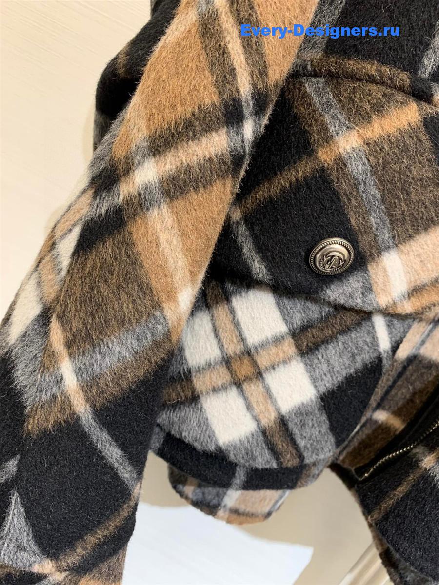 Acne studios checked hooded wool coat