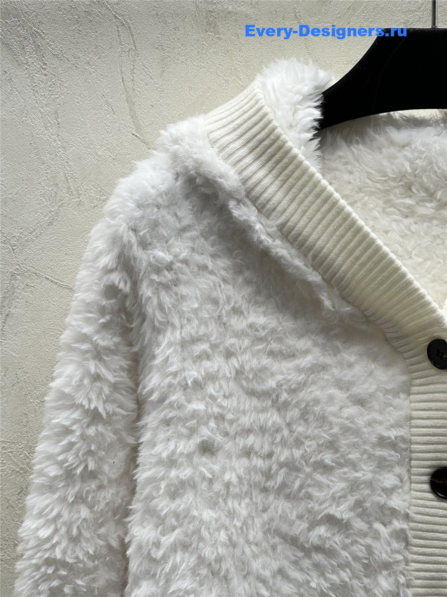 BC Plush Wool Hooded Cardigan White