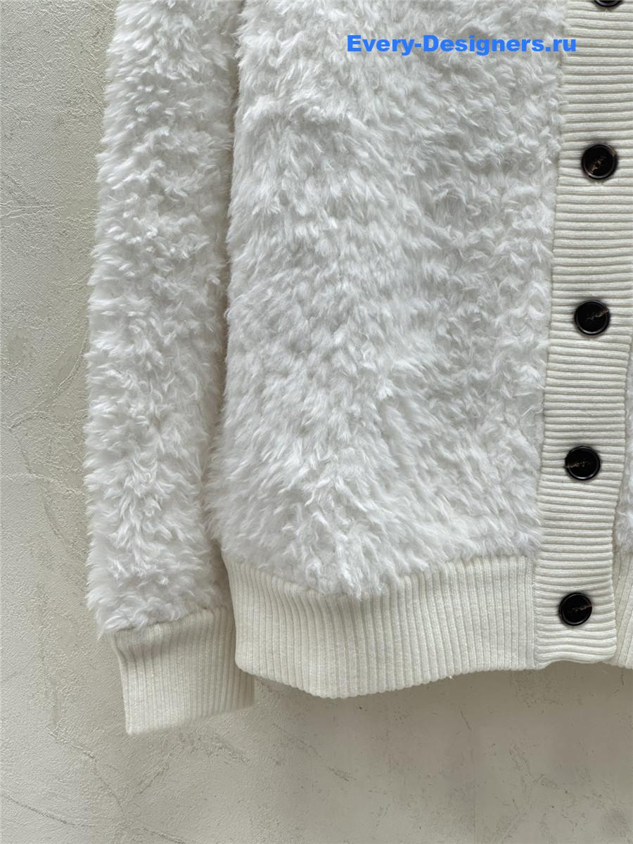 BC Plush Wool Hooded Cardigan White