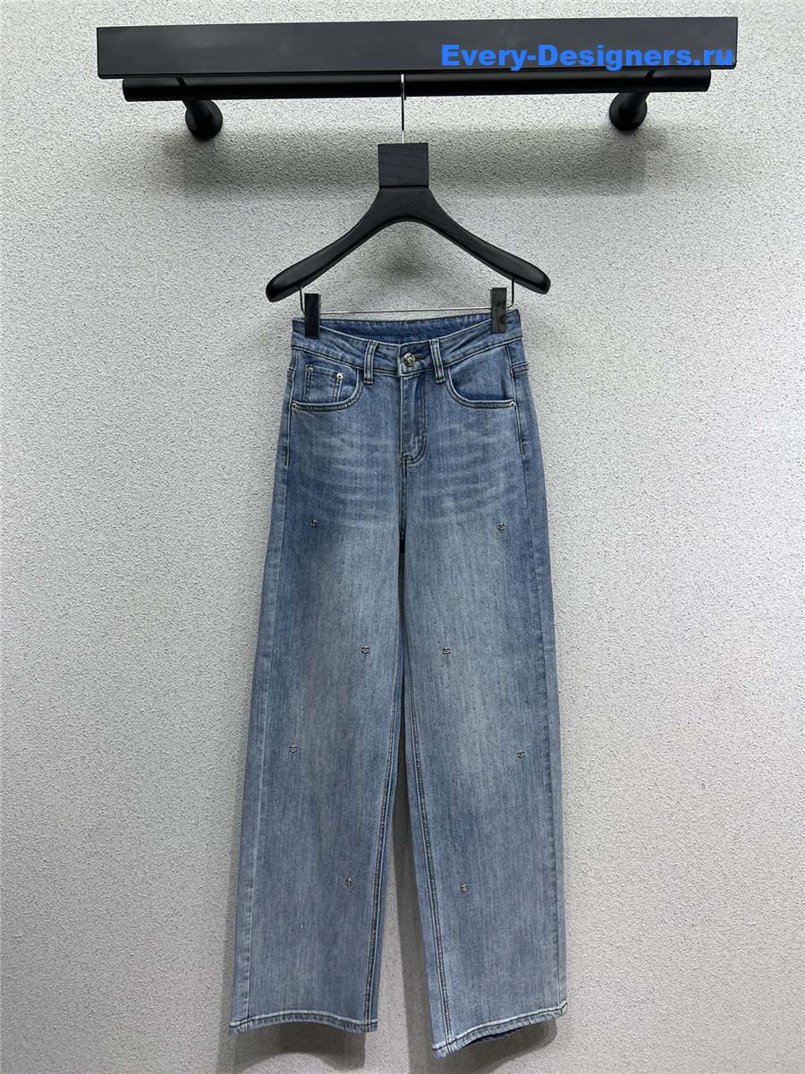 Ch**el denim straight wide leg pants