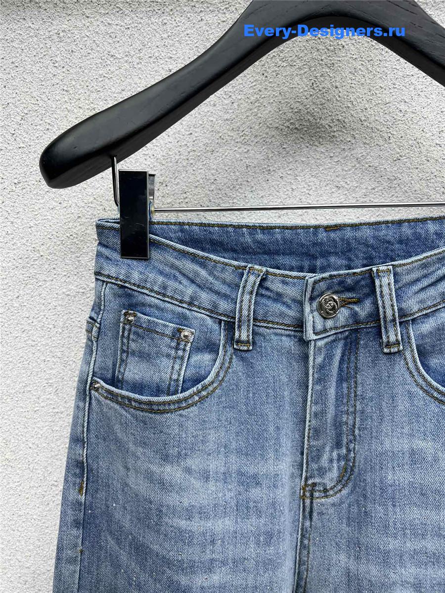 Ch**el denim straight wide leg pants