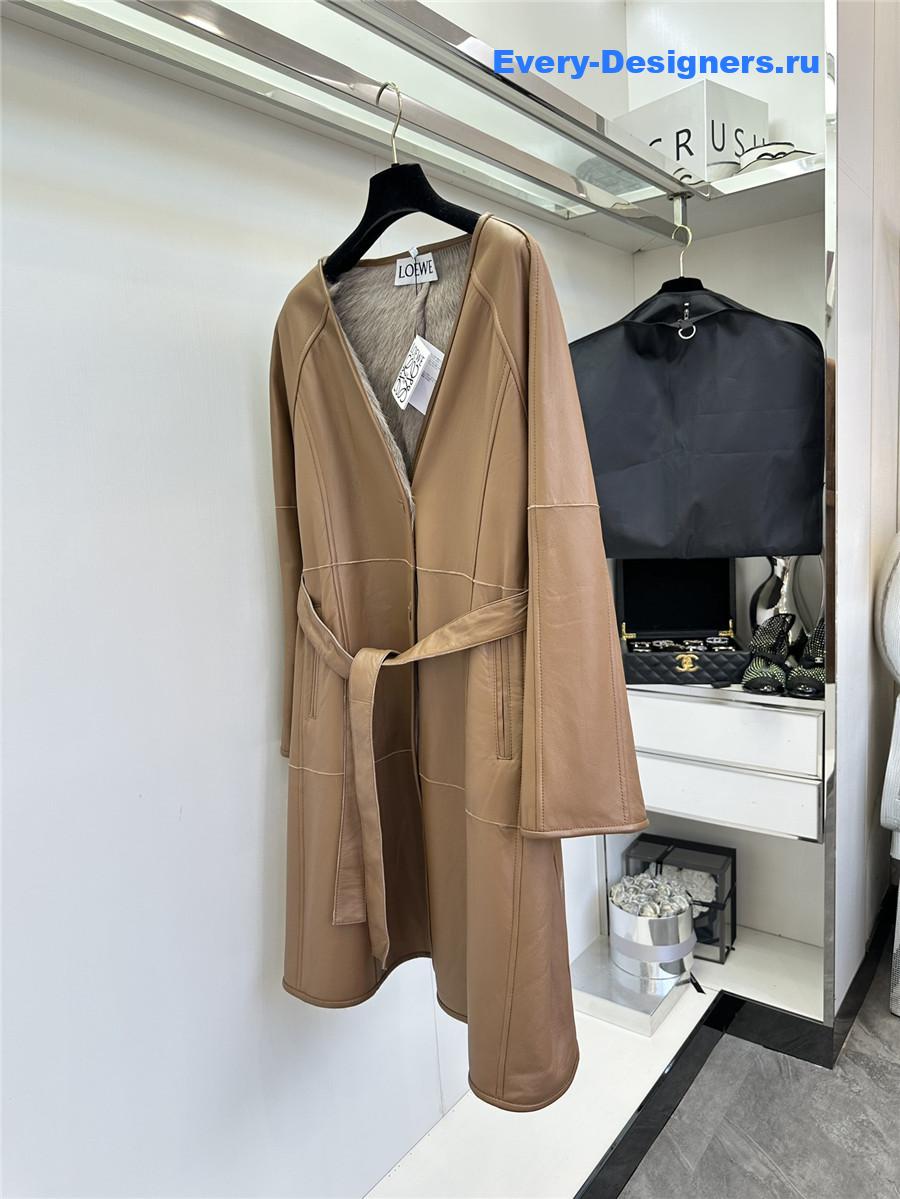 L0ew* mid-length sheepskin coat