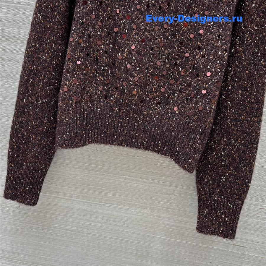 Gvc*1 sequins crewneck sweater brown
