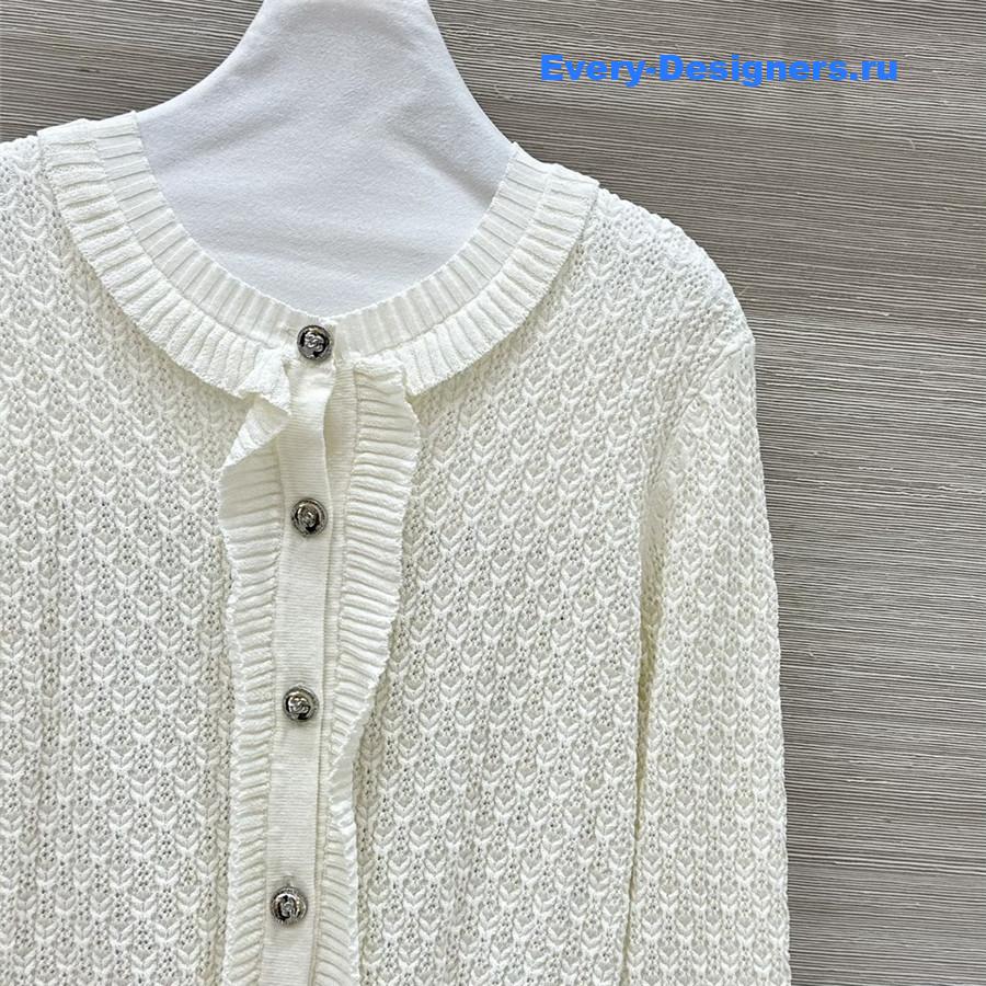 Ch**el lace trim knitted cardigan white