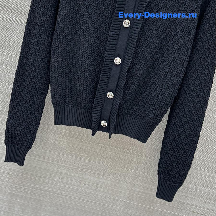 Ch**el lace trim knitted cardigan in black
