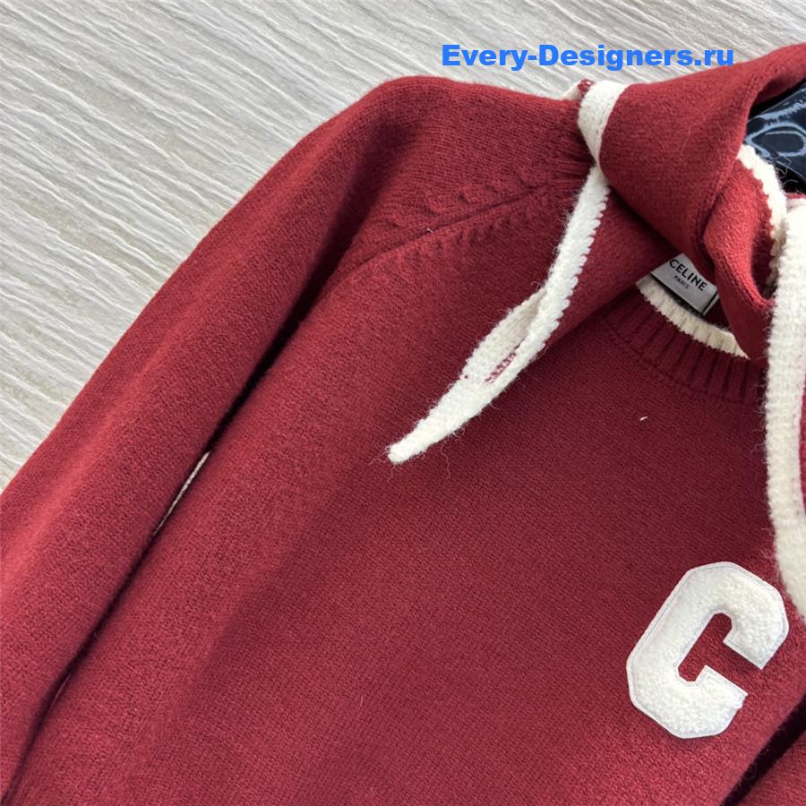 Ce1i*e burgundy scarf-neck knit sweater