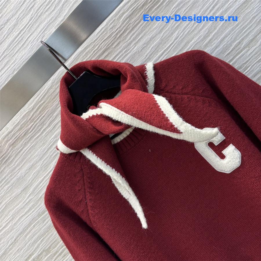 Ce1i*e burgundy scarf-neck knit sweater