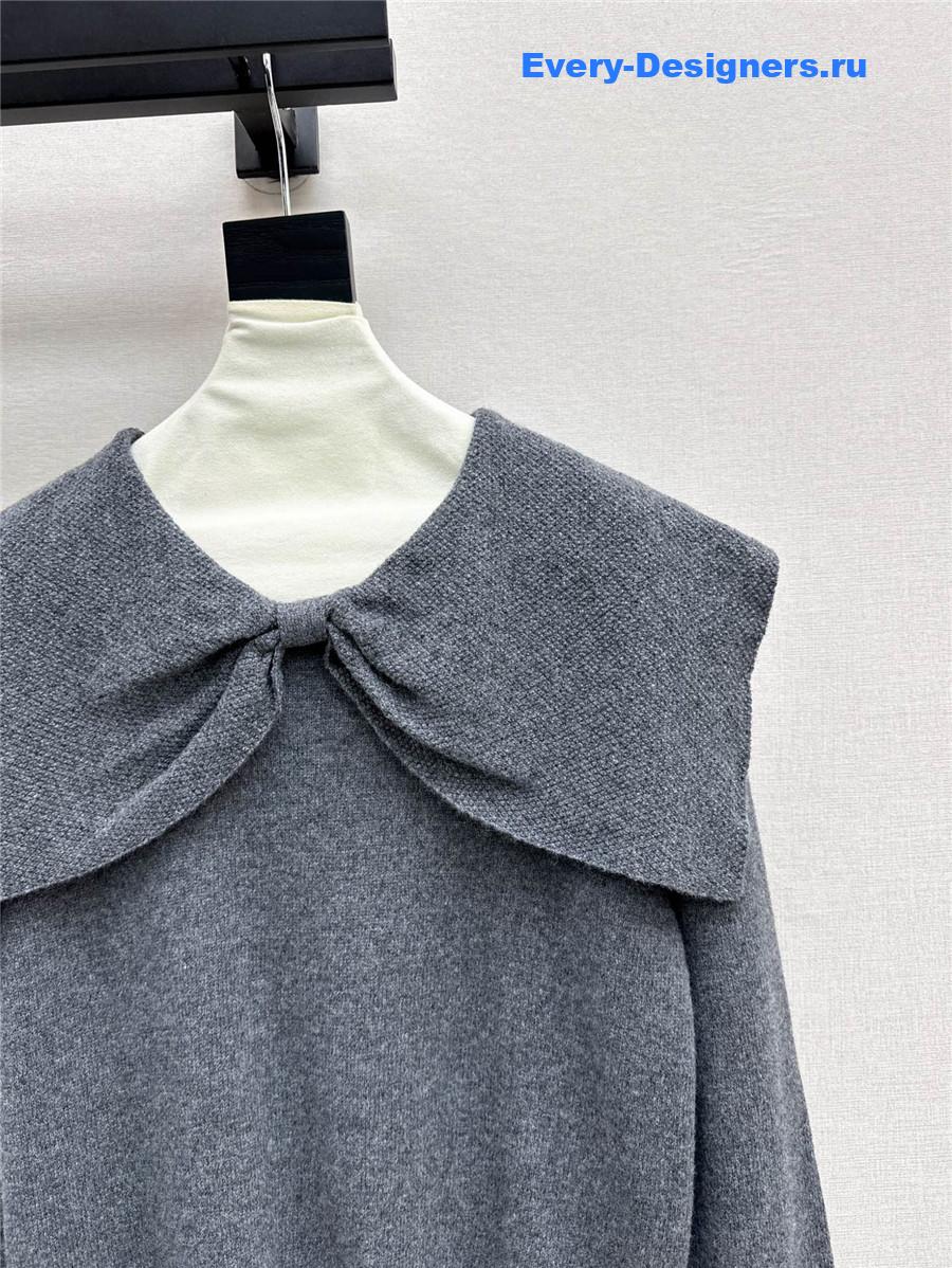 D10r crop bow collar knit sweater grey
