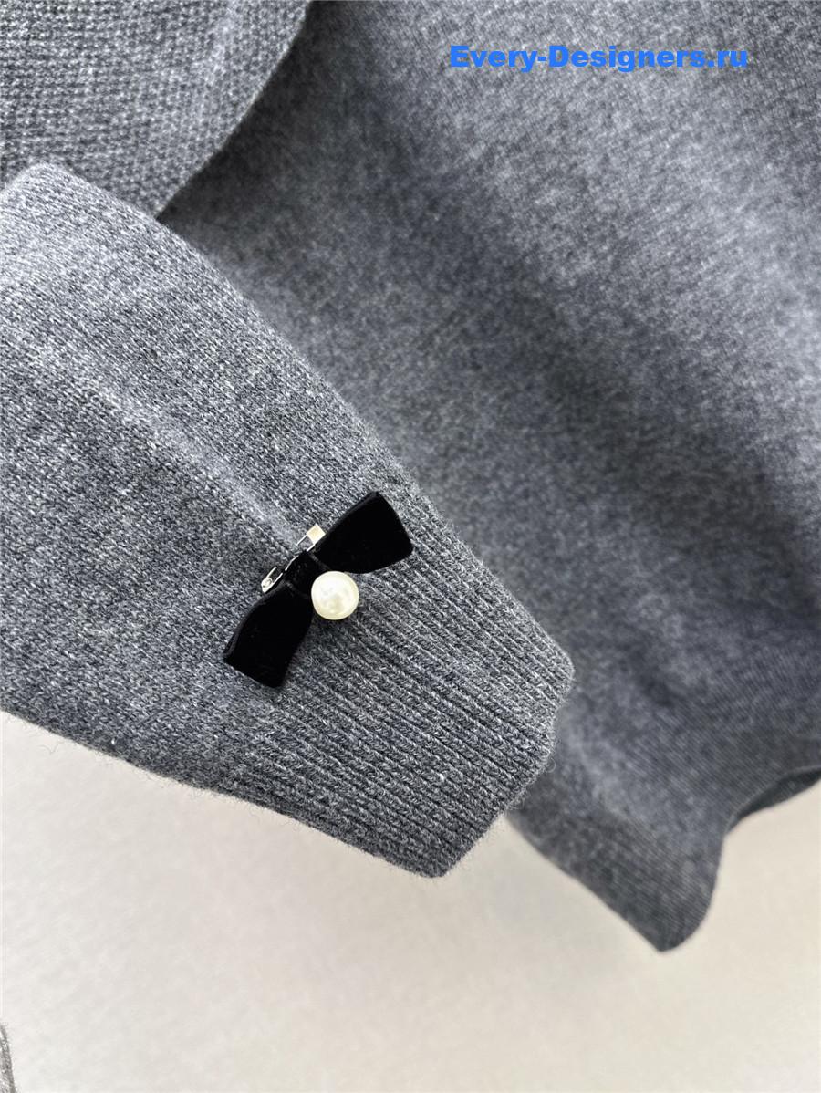 D10r crop bow collar knit sweater grey